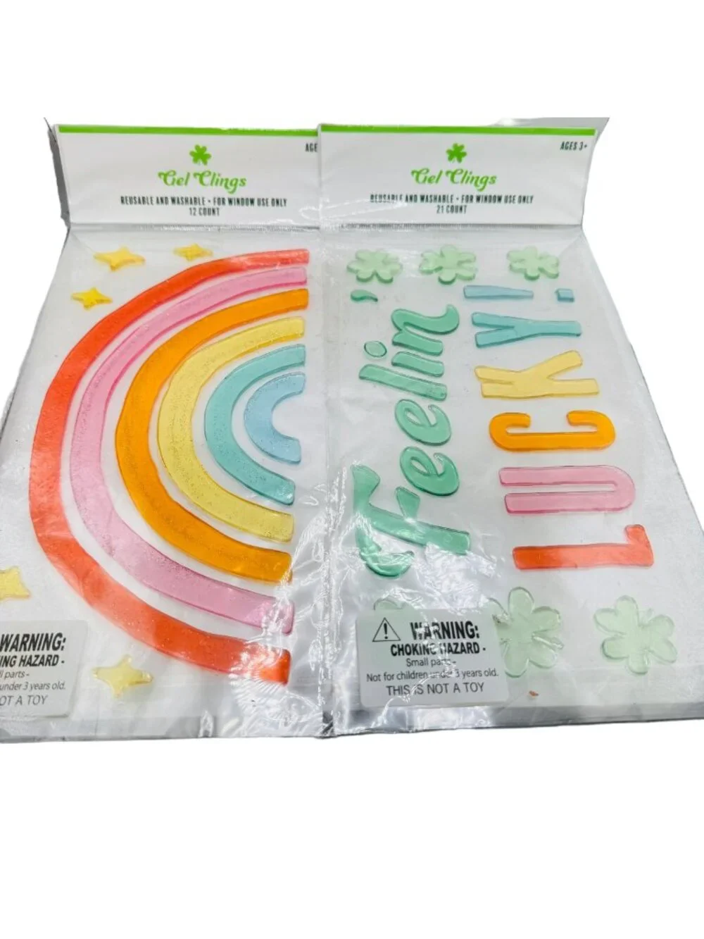 Feelin lucky rainbow Window Gel Clings Decorations, Ornaments Self-Adhesive